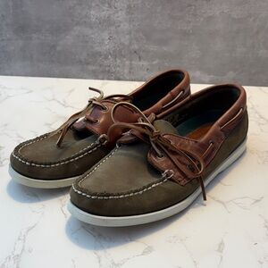 Blackstream Men's Olive & Brown Casual Boat Shoes – Lace-Up Deck Style size 9.5
